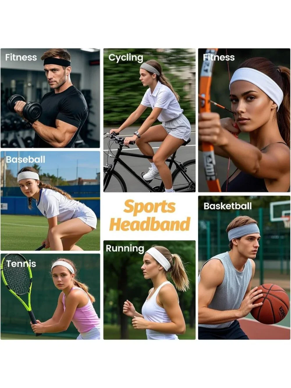 Women's Stretchy 6 Pack Thin Headbands Yoga Sweatbands Hair Accessories